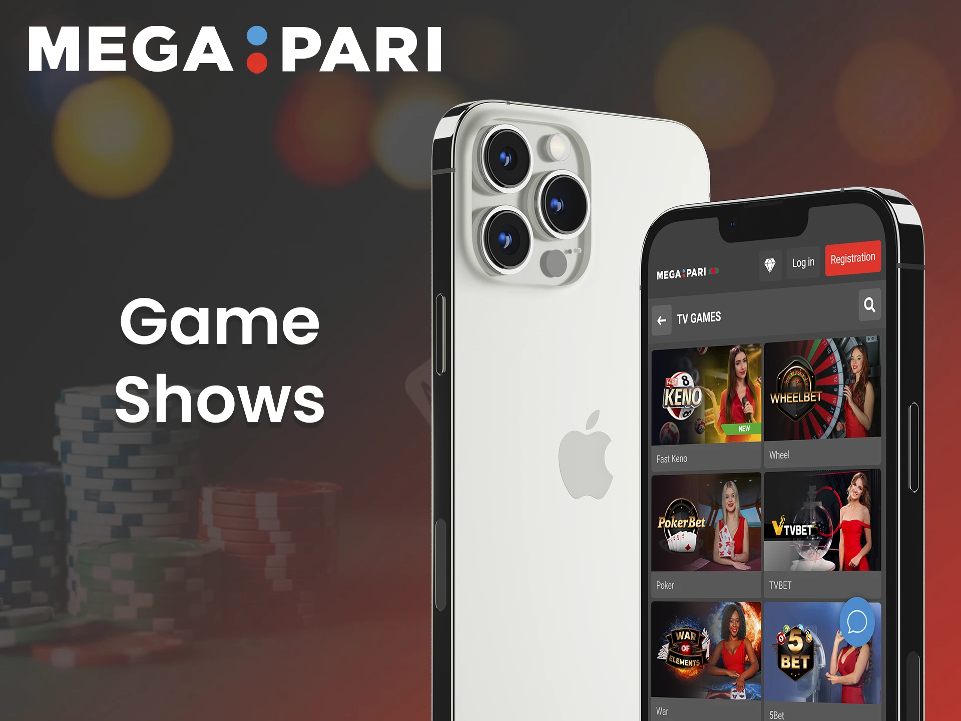 Live game shows at Megapari casino app.