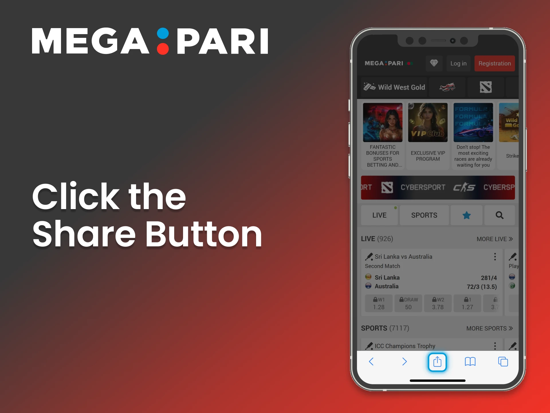 Save a shortcut to the Megapari online casino on your Apple device.