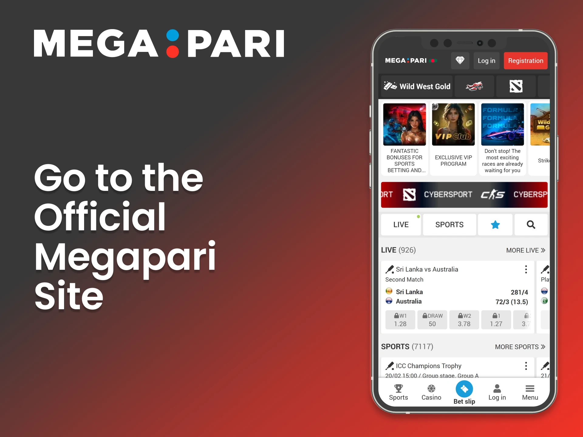 Navigate to the official Megapari casino website.