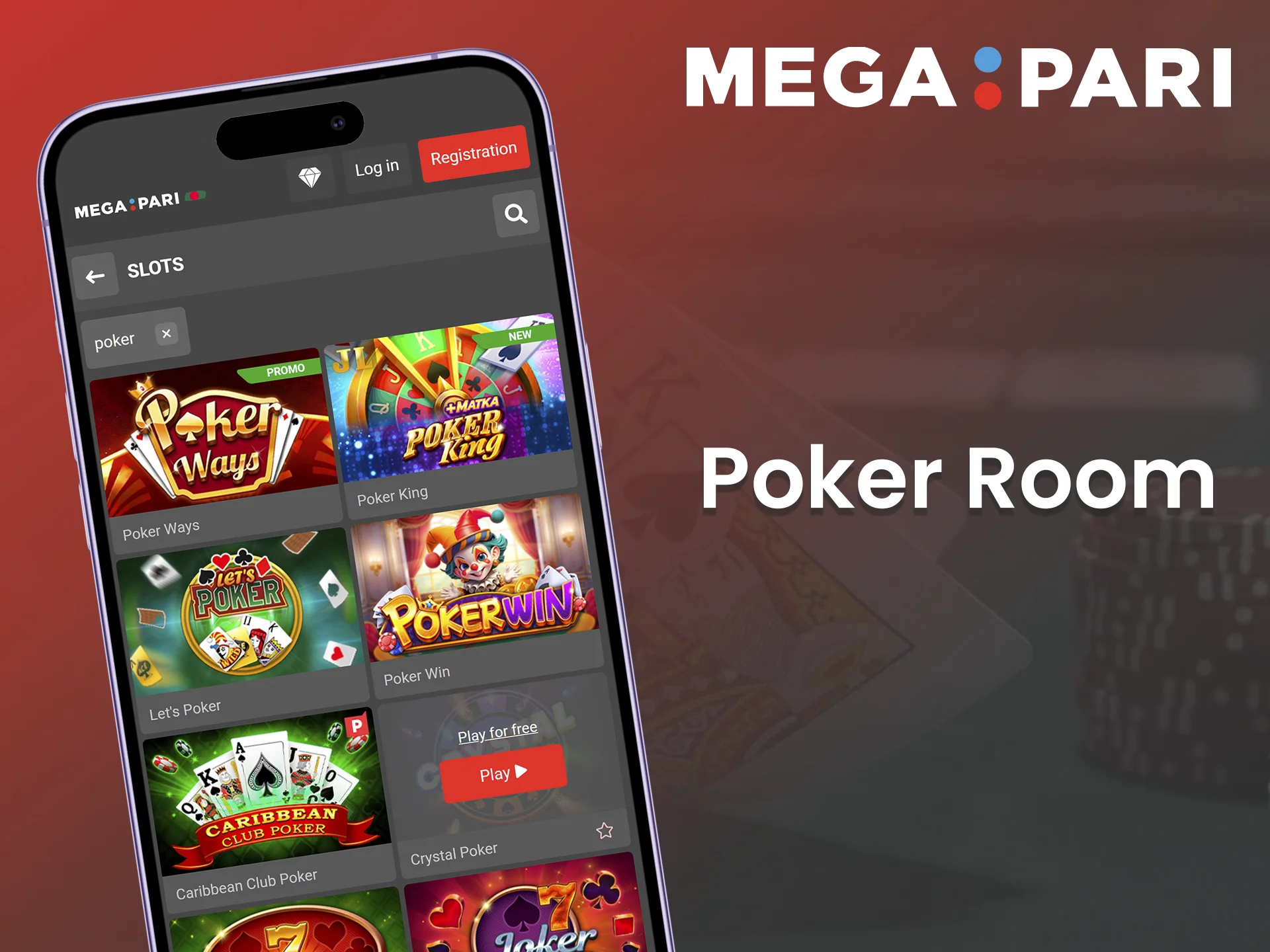 Play poker games at Megapari mobile app.