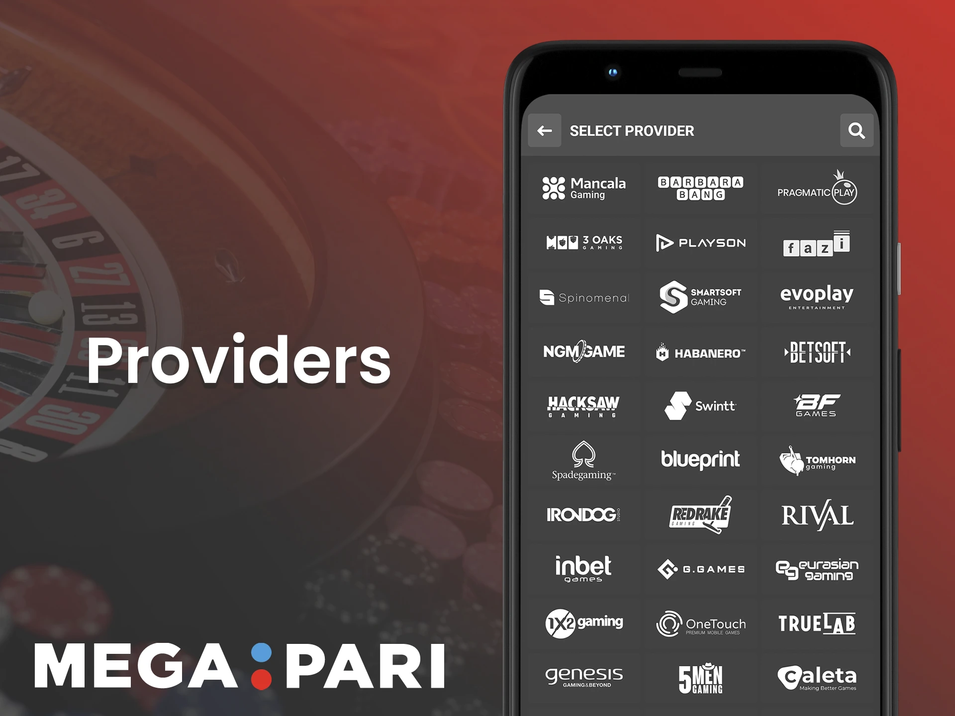 Megapari works with trusted game providers.