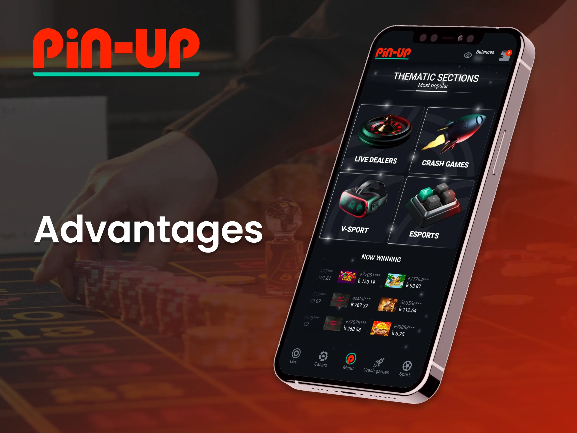 Place bets and play online casino games via the Pin Up app.