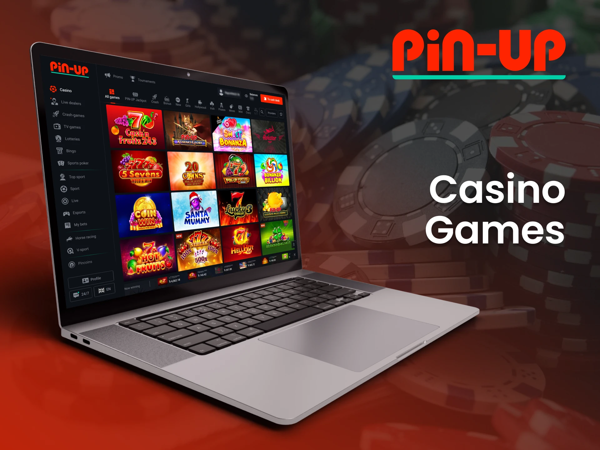 Explore the range of games available at the Pin Up online casino.