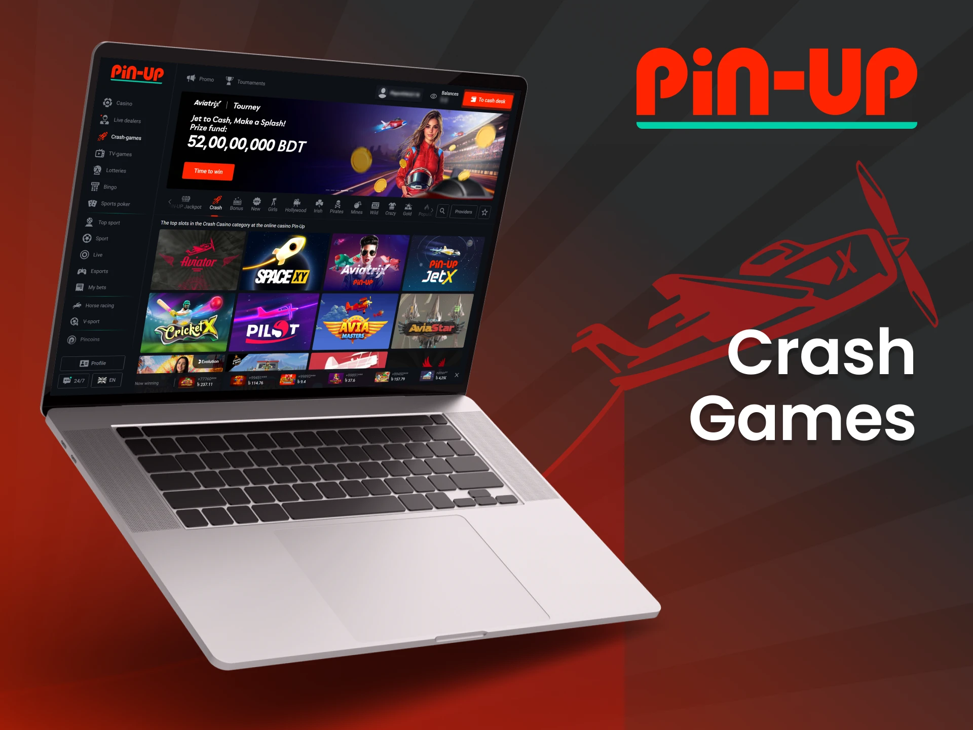 Experience the thrill of crash games at the Pin Up casino.