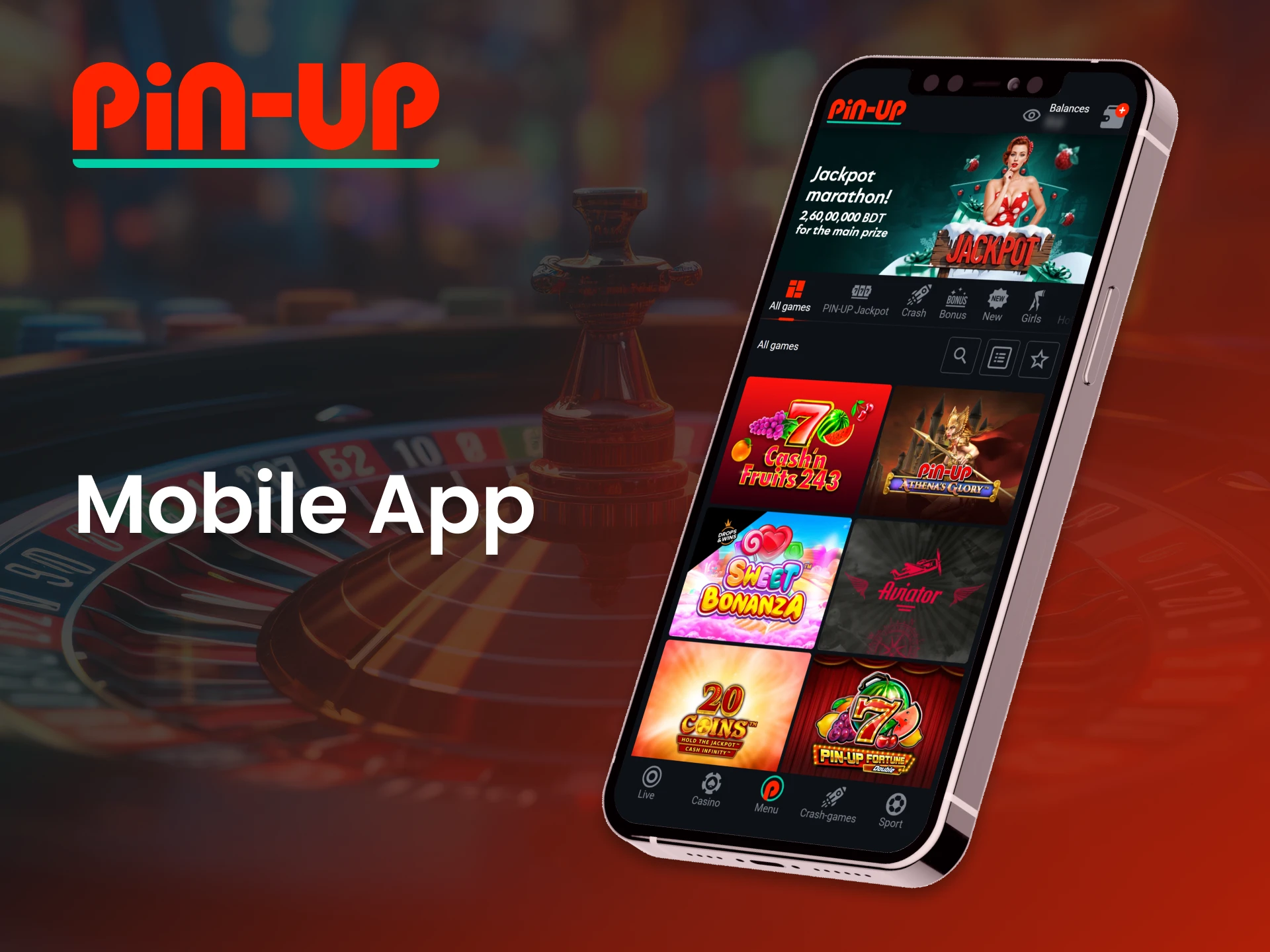 Download the Pin Up mobile app and play casino games on the go.