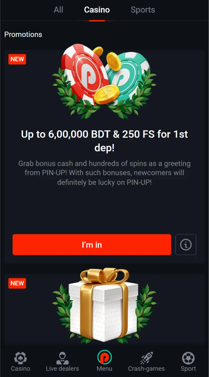 The Pin Up online casino features attractive bonus offers.