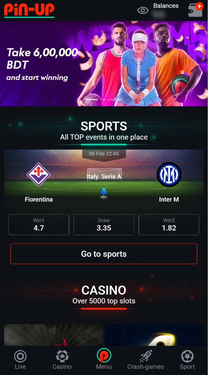 The Pin Up online casino front page is built for convenient gambling.