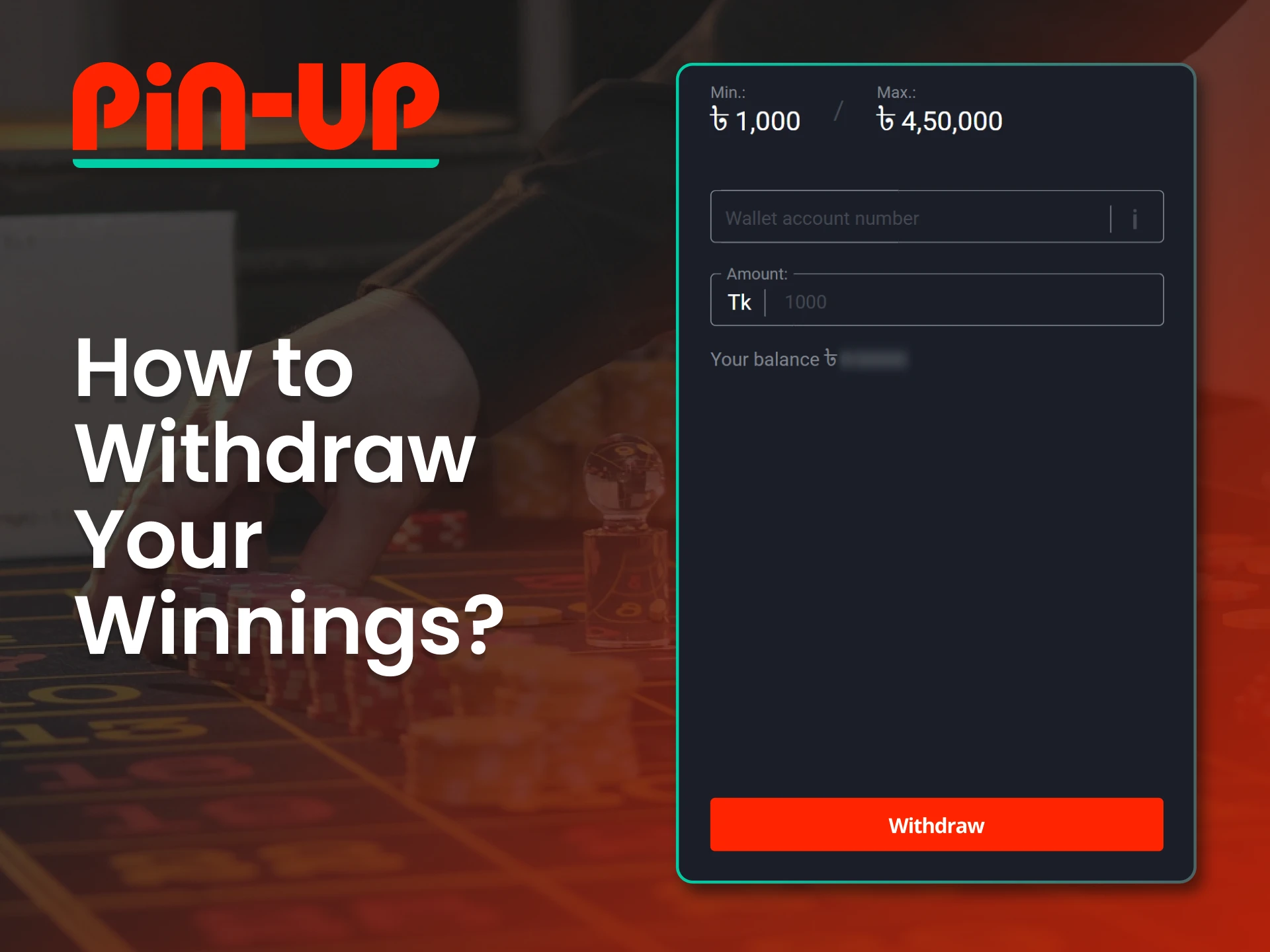 Withdraw your Pin Up casino winnings in a few simple steps.